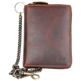 Men's Large Genuine Leather Biker's Wallet with Metal Chain to Hang