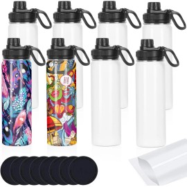 20oz sublimation sport tumblers blanks with two lids flat edge sublimation tumblers double wall stainless steel insulted cupcolor: 25pcs White, capacity: 20oz