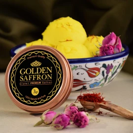Golden Saffron, Finest Pure Premium All Red Saffron Threads, Grade A+, Highest Grade Saffron for Tea, Paella, Rice, Desserts, No Artificial, No Preservatives (3 Gram)