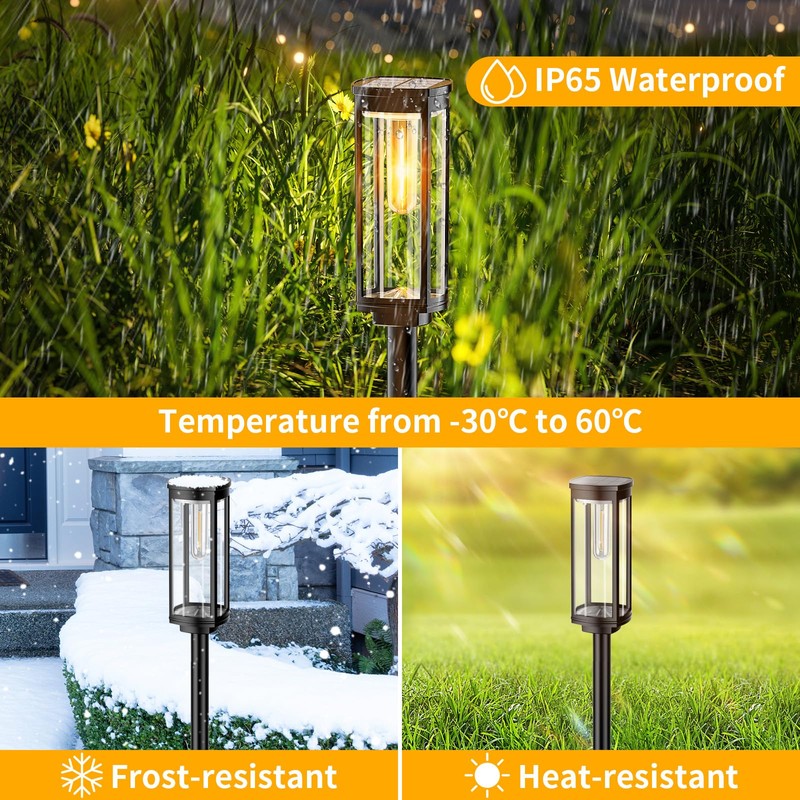 NEWMESSI 8 Pack Solar Pathway Lights Outdoor, Modern Super Brightness