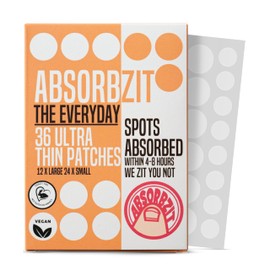 Absorbzit - The Everyday Hydrocolloid Pimple Patches, Ultra Thin Spot Patches, Vegan & Cruelty-Free Acne Treatment - 36 Daytime Patches