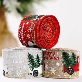 3 cintas coloridas para impresión de coche, cintas de borde de rosca, cintas de regalo para decoración de árbol de Navidad, cintas de cinta, lazos para manualidades