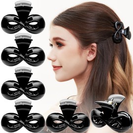 RC ROCHE ORNAMENT - Pinzas para el pelo para mujer, diseño de lazo infinito, Negro, Medium - 6 Pieces