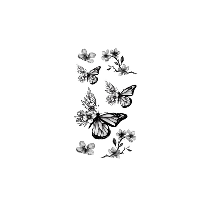 MapofBeauty 2 pcs Black Butterfly Prints Temporary Waterproof Tattoo Sticker