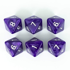Paladin Roleplaying Purple D8 Dice - Pearl Effect - Set Of Six