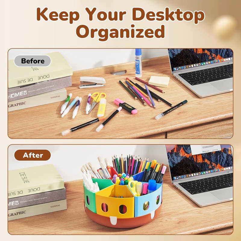 GAMENOTE Rotating Art Supplies Organizer - Lazy Susan Office School