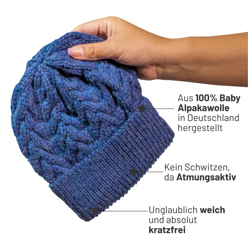 Soft women's alpaca hat made from 100% alpaca wool in