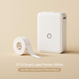 Niimbot D110 label maker half inch Thermal label machine sends 1 roll of label paper，for Kindergarten students,Name sticker,Item identification,Bluetooth connectivity，Mobile App Editing,BPA-Free Thermal Label Paper:_White