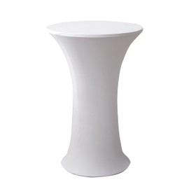Viiamacki 24x43 Inch Round Spandex Cocktail Tablecloth, White Elastic Fitted Highboy Bar Table Cloth, High Top Circular Base Adjustable Pub Table Cover for Wedding Pool Party Anniversary