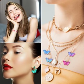 Mabor Mabor Butterfly Beads 100Pcs Crystal Butterfly Beads for Jewelry Making Glass Butterfly Beads for Earring Bracelet Necklace Pendant Anklet Jewelry Butterfly Charms for Bracelets