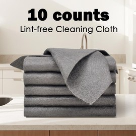 10 Counts Magic Cleaning Cloth, Thickened Lint-Free Microfiber Cleaning Cloths for Streak-Free Shine on Glass Windows Mirrors Cars