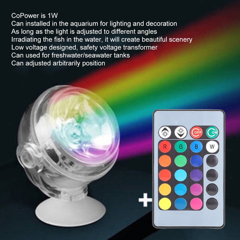 Plastic LED Aquarium Colourful Gradient Waterproof Submersible Night Spot Light