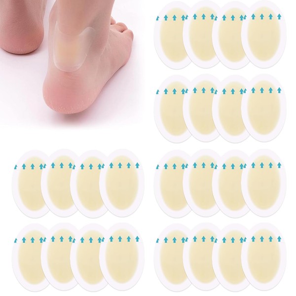 Pack of 24 Blister Plasters, Foot Patches for Heel Feet, Waterproof Invisible Blisters Heel Plasters, Foot and Skin Protection