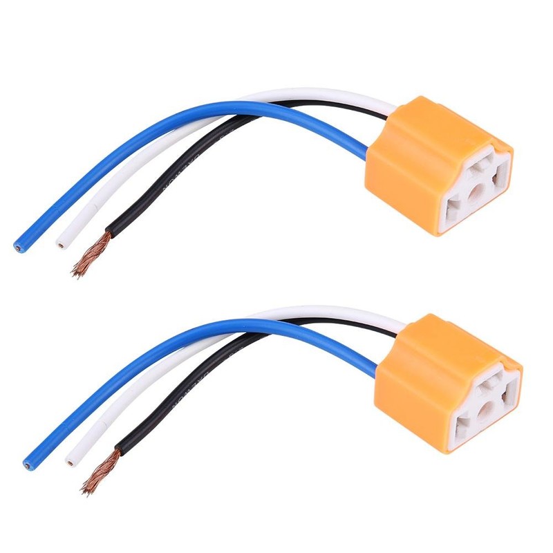 KIMISS 2Pcs Female Ceramic Headlight Connector Plug Adapter Socket for