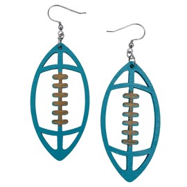 Teal Blue Football Jewelry - Football Earrings - Blue Sports Accessories for Moms (Teal Blue)