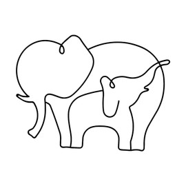 Dexlyn Elephant Mother with Child Wall Decoration Metal Wall Decoration Black Minimalist Wire Wall Signs Hanging for Home Café Bar (38 cm x 27 cm)