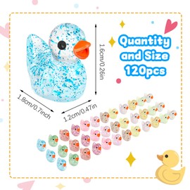 120 Pcs Fuyamp Mini Resin Ducks, Cute Colorful Miniature Duck Figures for DIY Projects, Aquarium, Home Decor, Birthday, Wedding, Christmas