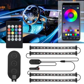 SUPAREE Car LED Tape, LED Tape Light, 12V, RGB, Full Color, Sound Activated, Foot Light, Car Charger, Interior Decoration, Footlight, Under Foot Light, Foot Lamp, Controller App Control, Remote