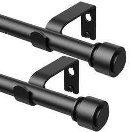 2 Pack Curtain Rods 72-144 Inch, 152-inch Rod, Adjustable Length Heavy Duty Modern Finials Diameter 7/8 inch,12 ft, Black
