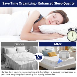 POCKBANG 8Pcs Bed Sheet Holder – No Slip No Clip Design Keep Tight Fitted Space-Saving Foldable Sheet Straps – Bed Sheet Holders for Corners Gentle on Delicate Fabrics for Fits Any Size Mattress