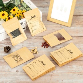 YHNTGB 100pcs Seed Envelopes Resealable with Clear Window Kraft Paper Packets for Garden Flower Vegetable Plants Storage and Organizer 4.7 X 3.15inch
