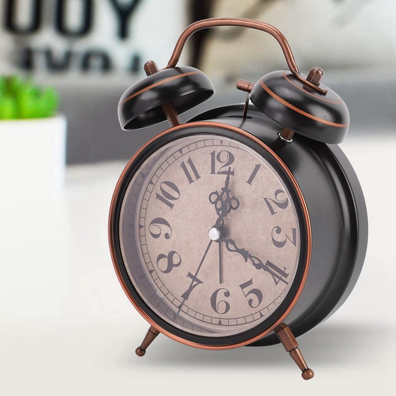 QANYEGN Retro Twin Bell Alarm Clock, Vintage Analog Alarm Clock,