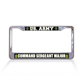 1SCS United States Army Command Sergeant Major Metal License Plate Frame