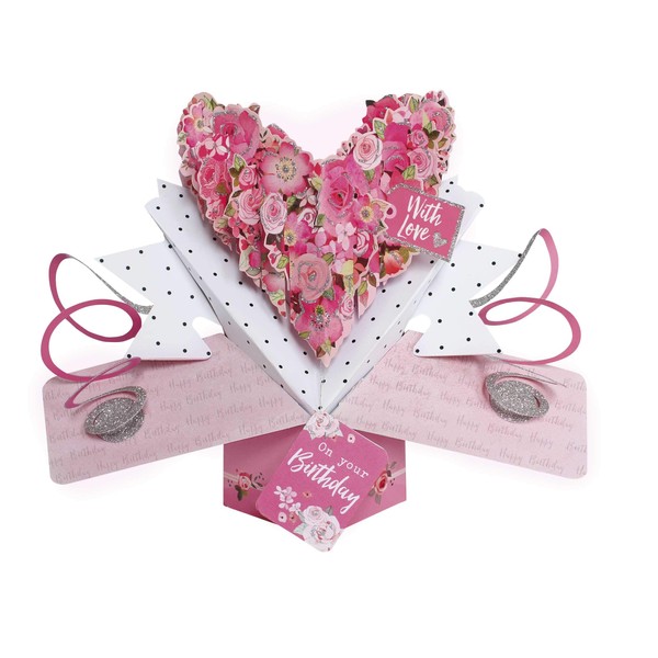 Roses Heart Birthday Pop-Up Greeting Card Original Second Nature 3D Pop Up Cards
