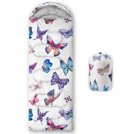 CVHOUSE Butterfly Camping Sleeping Bags,3 Season Warm & Cool Weather,Lightweight,Waterproof Sleeping Bags for Adults & Kids,Traveling,and Outdoors,Camping Gear Equipment,31x90inch