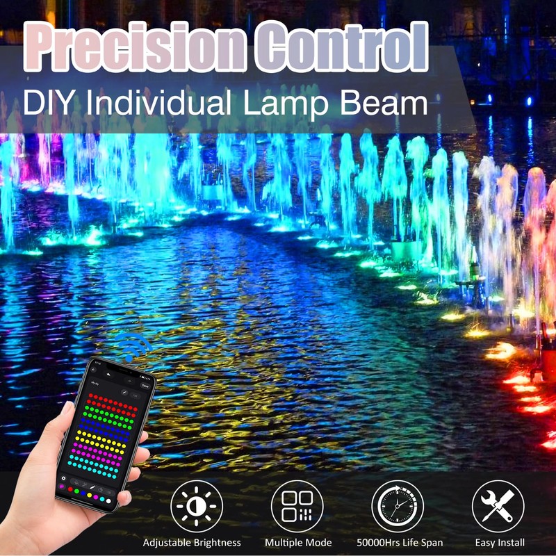T-SUN Colored Pond Lights Bright LED Underwater Light with APP