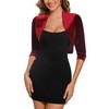 LADI TREND Womens Front Open 3/4 Pleated Sleeves Retro Velour