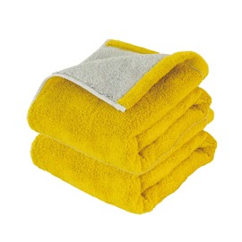 Mini Bath Towel, Imabari, Certified, 2 Piece Set, Thick, Small, Water Absorbent, Made in Japan, 13.4 x 47.2 inches (34 x 120 cm), 100% Cotton, Reversible Mimosa x Gray