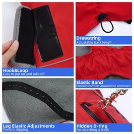 IECOii Dog Coat - Waterproof, Warm, Perfect for Hiking & Camping, Fits Medium Dogs & Schnauzer, Jack Russell Terrier, Red