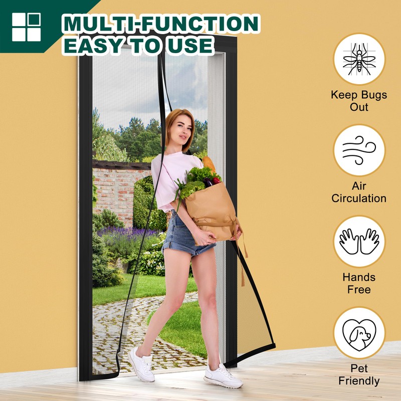 HADOR Adjustable Magnetic Screen Door Fit Door Size Width 34"