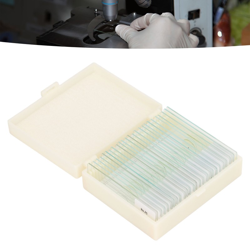25PCS Microscope Slides Optical Glass Cover Transparent Slide Set for