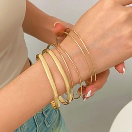 Inateannal Boho Gold Bangle Bracelet Set Multi Stacking Wide Bangles Layered Stacking Bracelet Multi Chunky Bracelet Indian Bollywood Bangle Bracelets Jewelry for Women and Girls