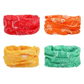 SMEHCF 4 Cashew Flower Headband Bandana Balaclava Half Face Mask Shield Head Hair Scarf Neck Gaiter Hat Multipurpose For WoMen Men Breathable Reusable Washable Red Orange Green Yellow