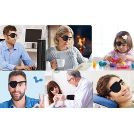 2Pcs 3D Eye Patches for Left and Right Adults Adjustable Eye Adjustable Medical Eyepatch for Lazy Eye Large Black (Right Eye)