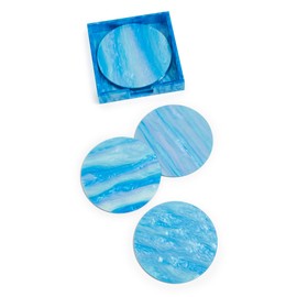 Kim Seybert Women's Mirage Coaster Set of 6, Aqua, Blue, One Size