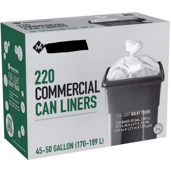 New 220 Light Duty 45 - 50 Gallon Garbage Bags Commercial Trash Can Liners Clear