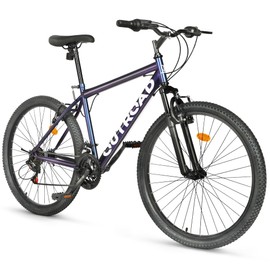 MarKnig Hardtail Mountian Bikes with 21 Speeds Drivetrain for Adult/Youth, 26 Inch Mens Womens MTB with Widened Carbon Steel Frame, Front Suspension, Commuting Bikes with V Brakes (X5 Blue&Purple)