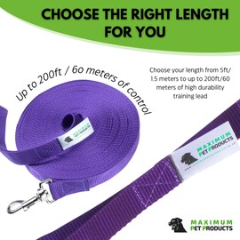 Maximum Pet Products Purple dog training lead 30ft/9m