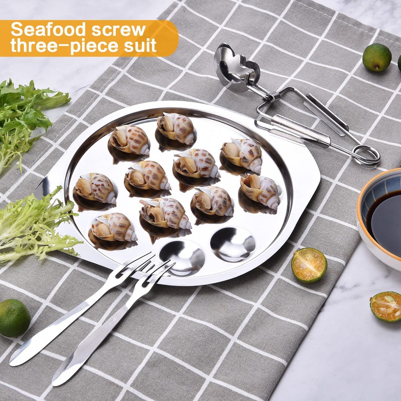 StnKitchExplor 4pcs Set of Escargot Tool Stainless Steel Snail 4