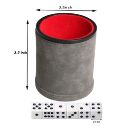RERIVER Leatherette Dice Cup Set with 6 Dices, Felt Lining Inside Quiet for Playing Liars Dice Farkle Board Games