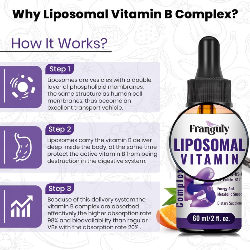 Liposomal Vitamin B Complex Liquid Sublingual B Complex Vitamins Supplement