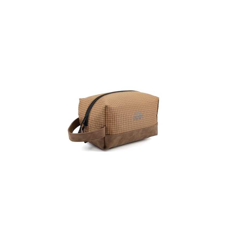 GOX Premium Plaid & Leather Travel Toiletry Bag with Reinforced
