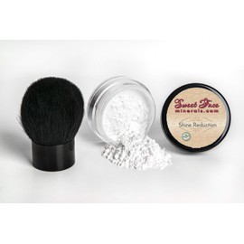 SHINE REDUCTION POWDER with KABUKI BRUSH Oil Control Corrector Mineral Makeup Bare Face Mattifying Concealer Sheer Loose Powder Full Coverage