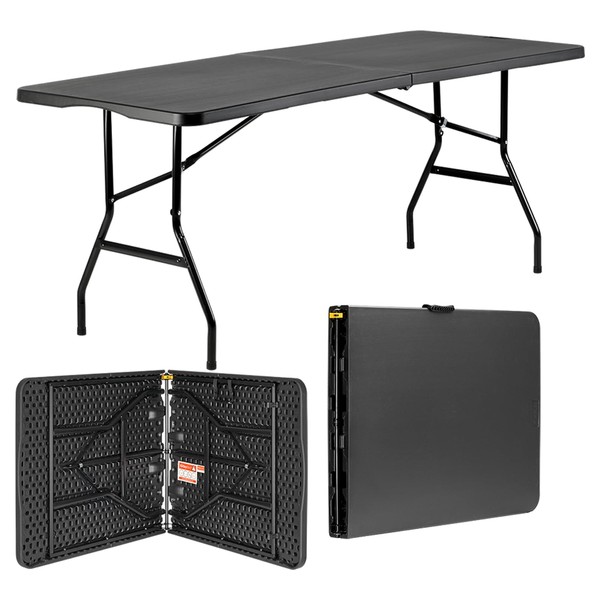 Hartleys 6ft Black Folding Table - Indoor/Outdoor - Kitchen/Home/Garden/Event/Party/Expo Table