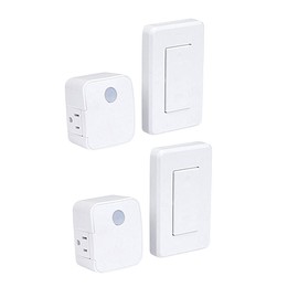 WESTEK Indoor Wireless Light Switch, 2 Pack – No Wiring Required, Up To 100ft Distance – The Easy Way to Add a Switched Outlet, Ideal for Lamps, Seasonal Lighting, Small Appliances – White