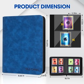 Old Canal Top Loader Binder, 4 Pockets Card Binder Holds 112 Top Loaders, Premium Trading Card Collection Holder, Top Loader Storage Album for TCG, Sports Cards, Sapphire Blue (FOR TOP LOADERS ONLY)